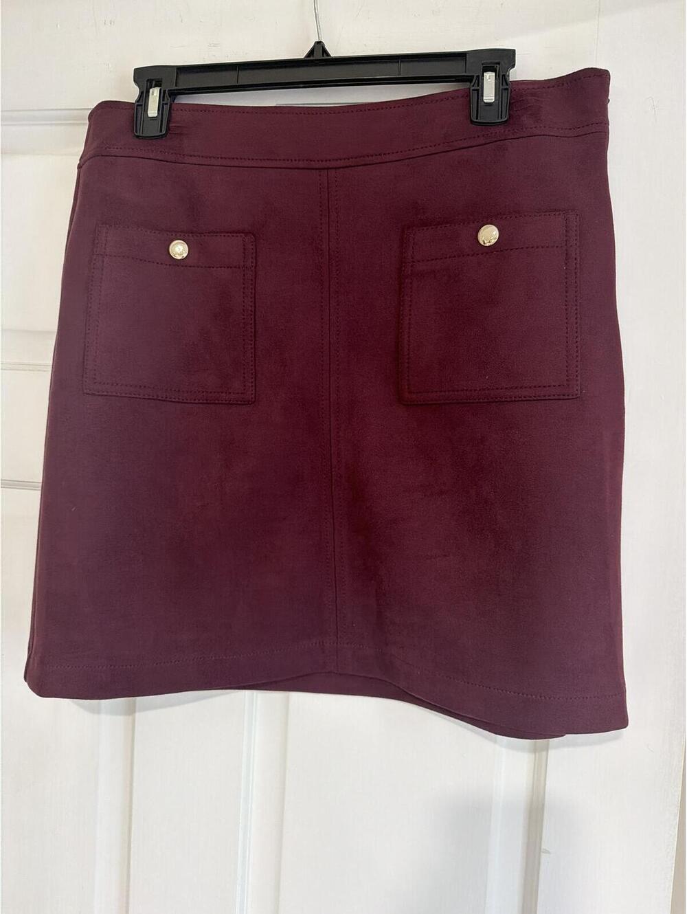 LOFT Burgundy Faux Suede Mini Skirt Size 10